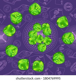 Pattern with Casino Dice. Pattern for ads of parties, events in Vegas.
