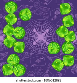 Pattern with Casino Dice. Pattern for ads of parties, events in Vegas.