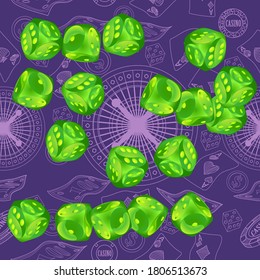 Pattern with Casino Dice. Pattern for ads of parties, events in Vegas.