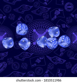 Patrón con los dados del Casino. Patrón para anuncios de fiestas, eventos en Las Vegas.