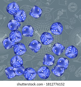 Pattern with Casino Dice. Pattern for ads of parties, events in Vegas.