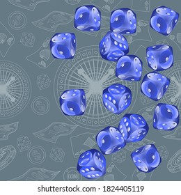 Pattern with Casino Dice. Pattern for ads of parties, events in Vegas.