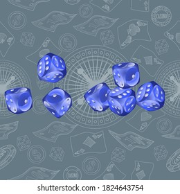 Muster mit Casino Dice. Muster für Werbung für Partys, Events in Vegas.