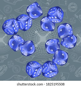 Pattern with Casino Dice. Pattern for ads of parties, events in Vegas.