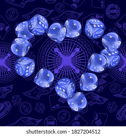 Pattern with Casino Dice. Pattern for ads of parties.