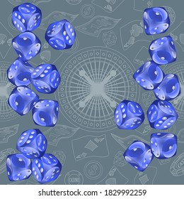 Pattern with Casino Dice. Pattern for ads of parties, events in Vegas.