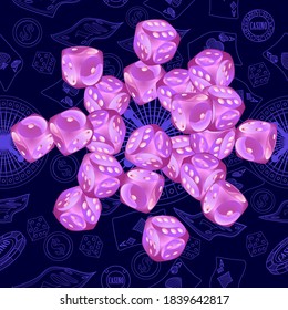 Muster mit Casino Dice. Muster für Werbung für Partys, Events in Vegas.