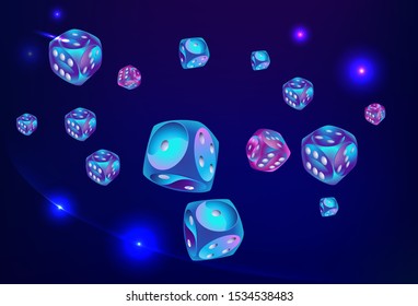 Pattern with Casino Dice. Vector illustration for print, textile, paper
