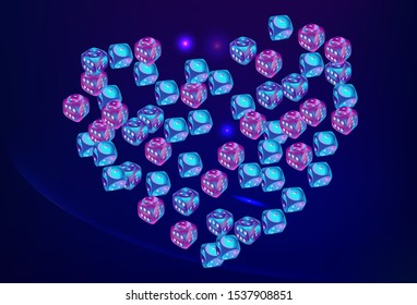 Pattern with Casino Dice. Vector illustration for print, textile, paper