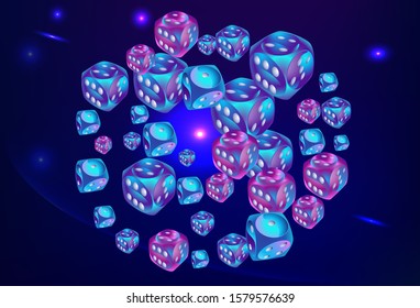 Pattern with Casino Dice. Vector illustration for print, textile, paper