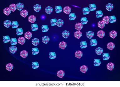Pattern with Casino Dice. Vector illustration for print, textile, paper