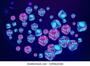 Pattern with Casino Dice. Vector illustration for print, textile, paper