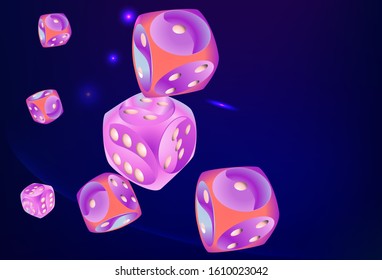 Pattern with Casino Dice. Vector illustration for print, textile, paper