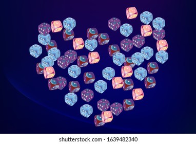 Pattern with Casino Dice. Vector illustration for print, textile, paper