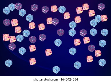 Pattern with Casino Dice. Vector illustration for print, textile, paper