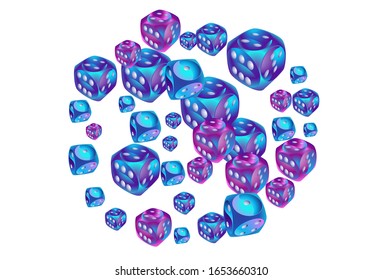 Pattern with Casino Dice. Vector illustration for print, textile, paper