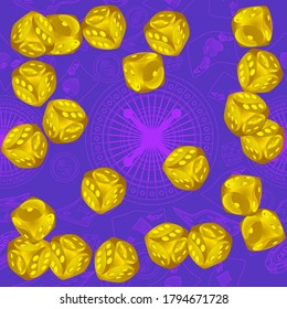 Pattern with Casino Dice. Vector illustration for print, textile, paper.