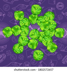 Pattern with Casino Dice. Vector illustration for print, textile, paper
