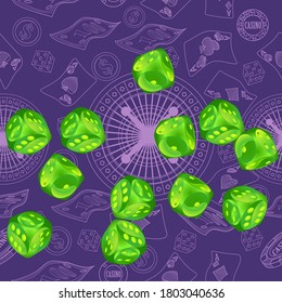 Pattern with Casino Dice. Vector illustration for print, textile, paper