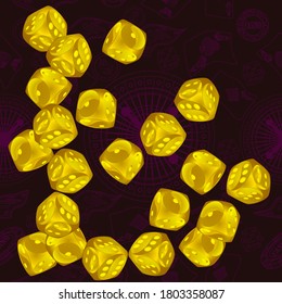 Pattern with Casino Dice. Vector illustration for print, textile, paper