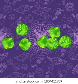 Pattern with Casino Dice. Vector illustration for print, textile, paper