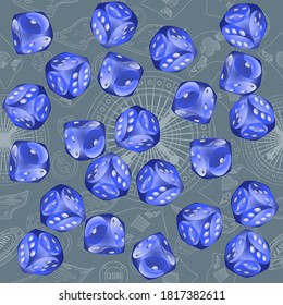 Pattern with Casino Dice. Vector illustration for print, textile, paper