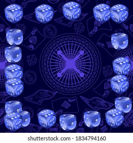 Muster mit Casino Dice. Vektorgrafik für Druck, Textilien, Papier