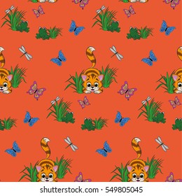 Pattern cat catches a frog