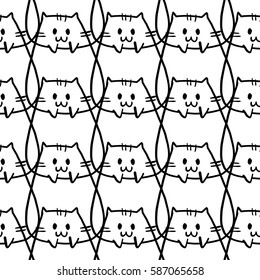 Pattern with Cat cute. Frame of animal made in vector. Use for children clothes, pajamas