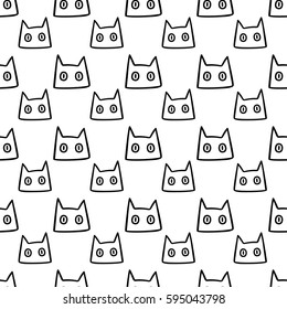 Pattern with Cat cute. Frame of animal made in vector. Use for children clothes, pajamas

