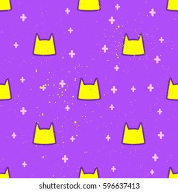 Pattern with Cat cute. Frame of animal made in vector. Use for children clothes, pajamas