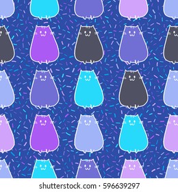 Pattern with Cat cute. Frame of animal made in vector. Use texture for children clothes, pajamas