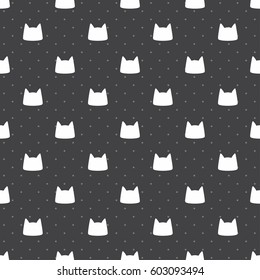 Pattern with Cat cute. Frame of animal made in vector. Use for children clothes, pajamas

