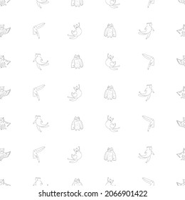 Pattern cat eagle owl gray cockatoo on a white background