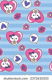 pattern cat love flowers smile sweet