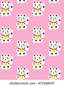 Pattern cat lucky pink background good luck