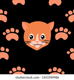 Pattern cat and paws. Design for wallpaper, textiles. Children's illustration.
