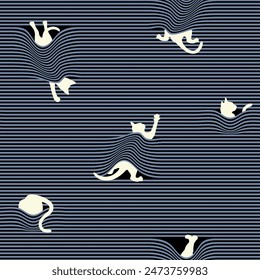 A pattern of a cat playing hidden under the sheets,