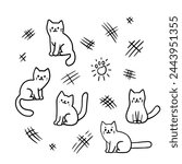 Pattern of cats, claw prints, scratches, vector illustration