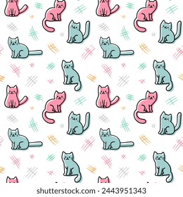 Pattern of cats, claw prints, scratches, vector illustration