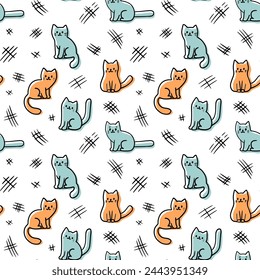 Pattern of cats, claw prints, scratches, vector illustration