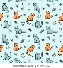 Pattern of cats, claw prints, scratches, vector illustration