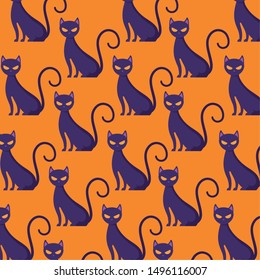 pattern of cats feline of halloween