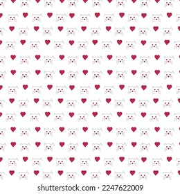 pattern with a cat's head and hearts