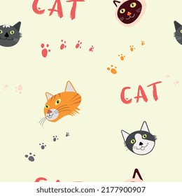pattern with cats and inscription
