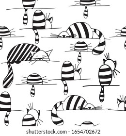 pattern of cats on a branch in black