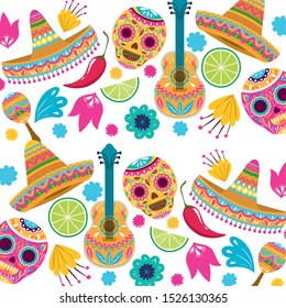 pattern of celebration cinco de mayo vector illustration design