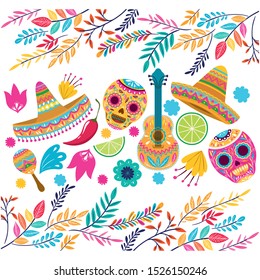 pattern of celebration cinco de mayo vector illustration design