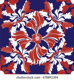 Pattern ceramic tile with colorful. Vintage pattern in traditional style can be used for tile , wallpaper ,fabric , background ,paper 