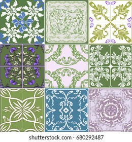 Pattern ceramic tile with colorful. Vintage pattern in traditional style can be used for tile , wallpaper ,fabric , background ,paper 